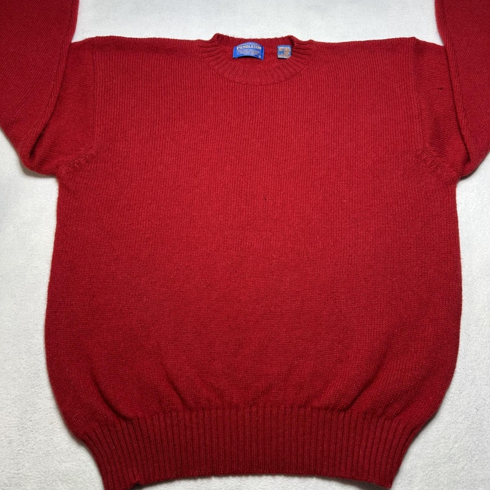 Vintage Pendleton Sweater Mens Large Red Shetland Wool Crewneck Knit Pullover